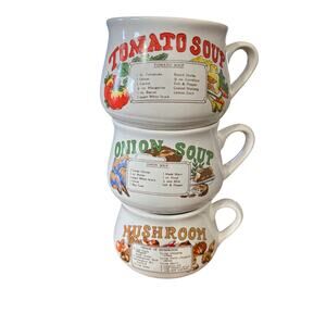 Vintage Soup Recipe Mugs (Set of 3)